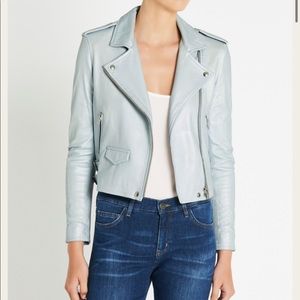 IRO leather metallic Azur blue  leather jacket 36 /S